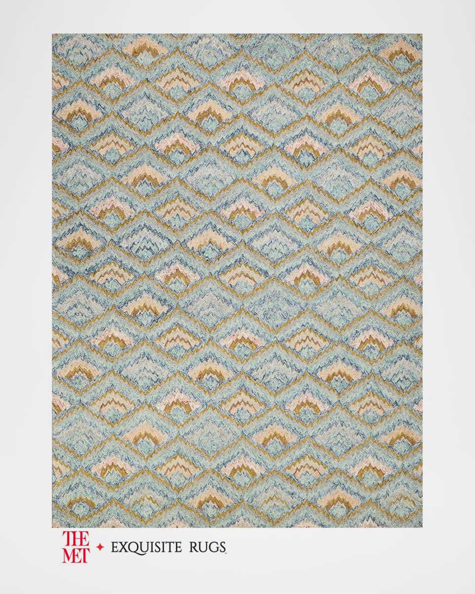 Bargello Hand-Tufted Light Blue Multi Rug, 10' x 14'